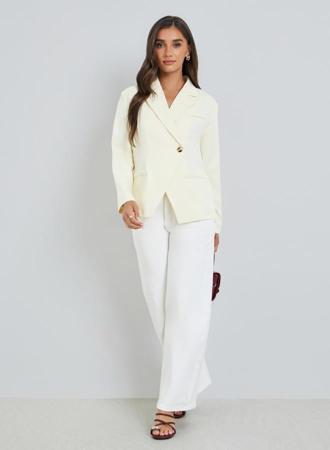 Styli Women Cream Button-Front Blazer - Image 1